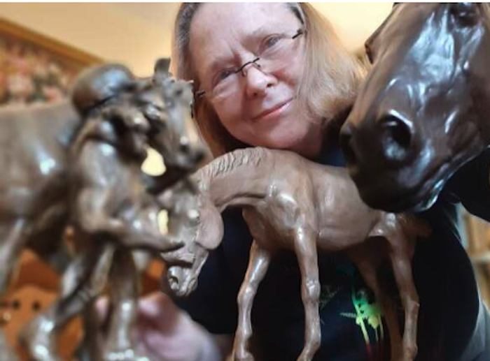 Patty Lasko/ Sculptor/Singing to her friends/ Sculpture/SOLD