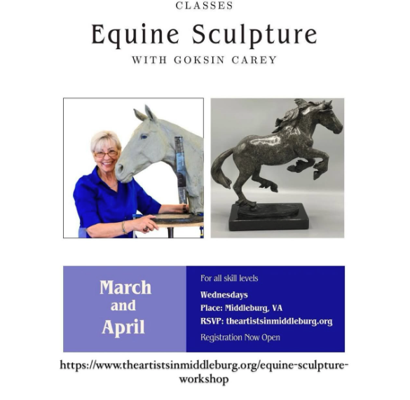 Equine Sculpting Class starts in March  at The Artists in Middleburg
